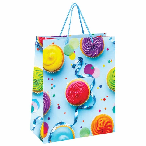 Пакет подарочный 26x12,7x32,4 см, ЗОЛОТАЯ СКАЗКА "Кексики",