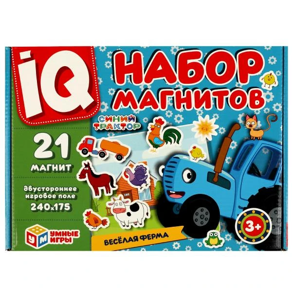 Весёлая ферма.IQ набор магнитов. Синий трактор. 250х185х25мм. Умные игры