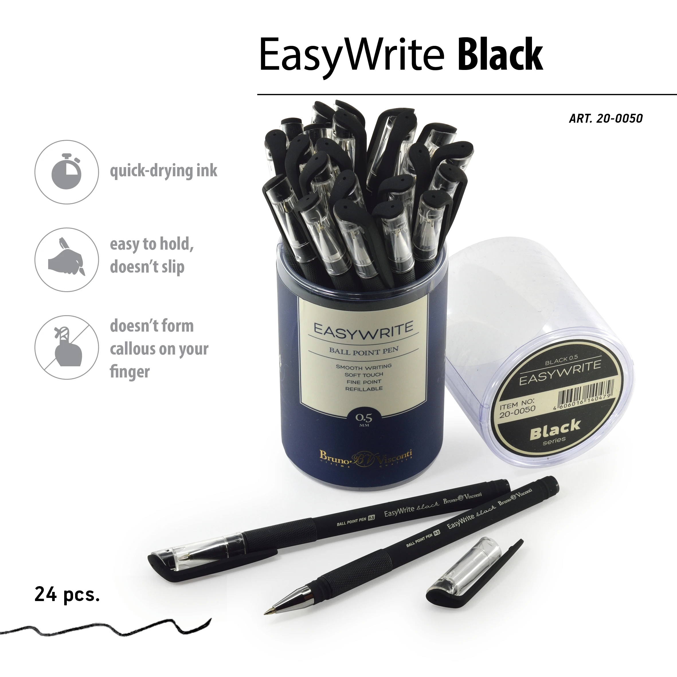 РУЧКА "EasyWrite.BLACK" ШАРИКОВАЯ 0.5 ММ, ЧЕРНАЯ РУЧКА "EasyWrite.BLACK" ШАРИКОВАЯ 0.5 ММ, ЧЕРНАЯ