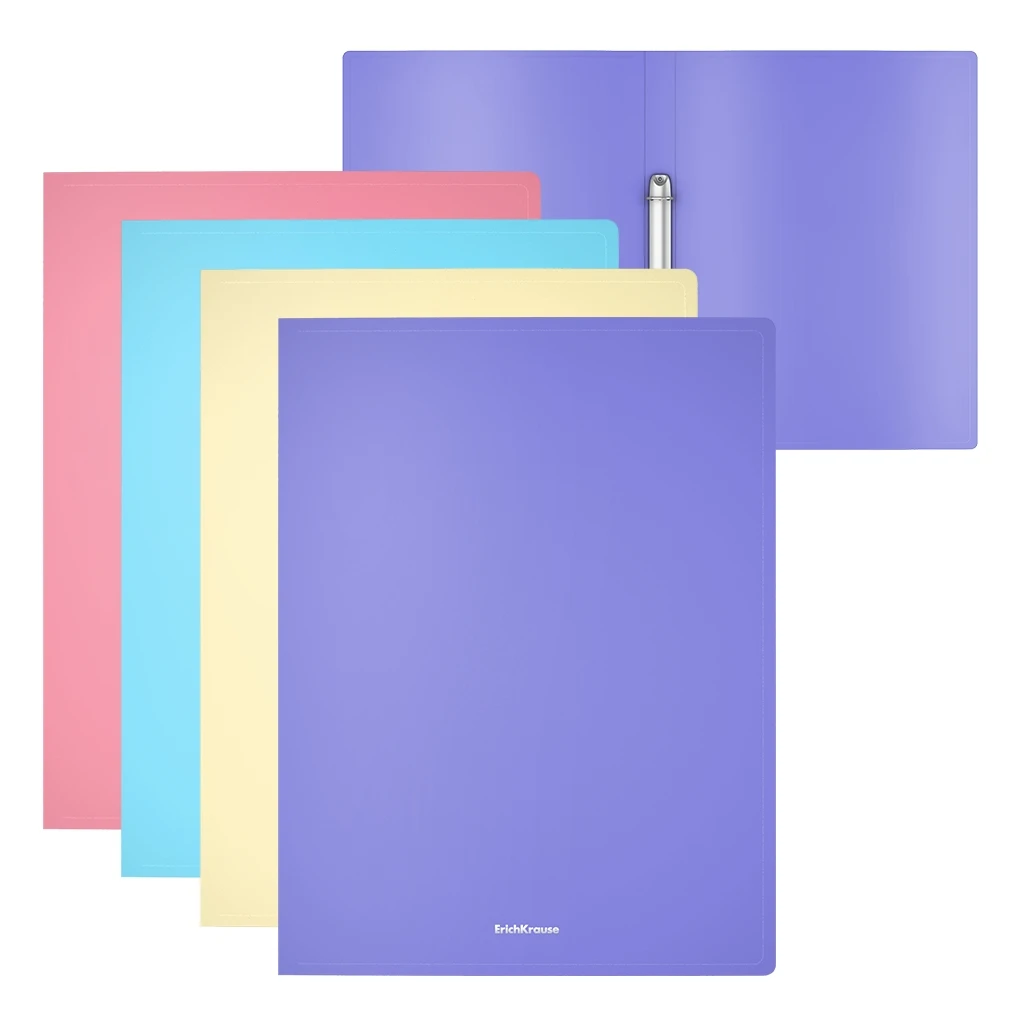 Папка на 2 кольцах пластиковая Erich Krause Matt Pastel, 24мм, A4, ассорти (в Папка на 2 кольцах пластиковая Erich Krause Matt Pastel, 24мм, A4, ассорти (в