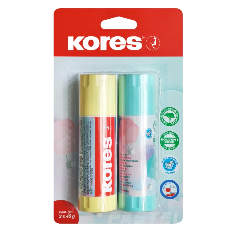 Клей-карандаш 40г KORES Pastel 2шт/уп в блистере Клей-карандаш 40г KORES Pastel 2шт/уп в блистере