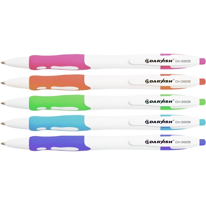 Ручка автоматическая син. "Darvish" корпус белый с цветными вставками