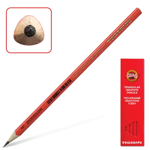 Карандаш чернографитный KOH-I-NOOR, 1 шт., "Triograph", B, Карандаш чернографитный KOH-I-NOOR, 1 шт., "Triograph", B,