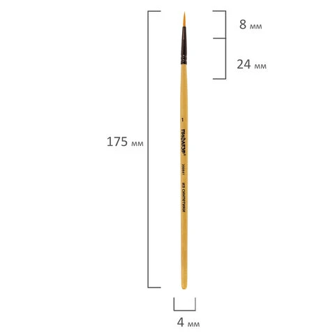 Кисть ПИФАГОР, синтетика, круглая, № 1, 200841