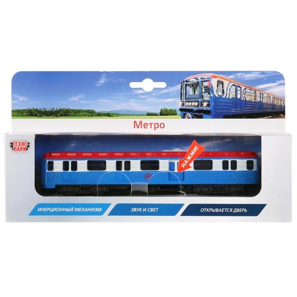 Машина металл свет-звук ВАГОН МЕТРО, 18,5 см, дв., инерция, Технопарк