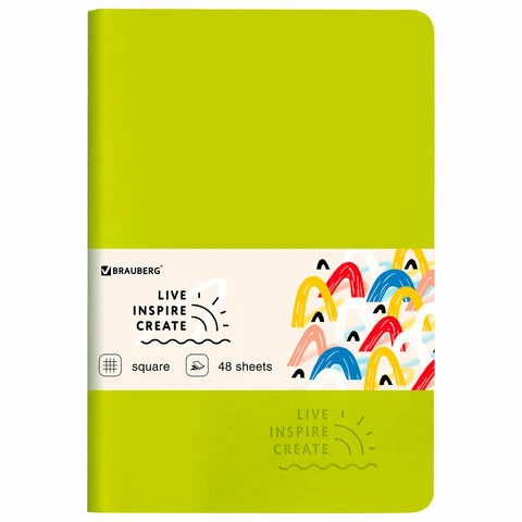 Тетрадь 48 л. в клетку обложка кожзам SoftTouch, сшивка, A5 (147х210мм),