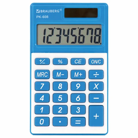 Калькулятор карманный BRAUBERG PK-608-BU (107x64 мм), 8 разрядов, двойное Калькулятор карманный BRAUBERG PK-608-BU (107x64 мм), 8 разрядов, двойное