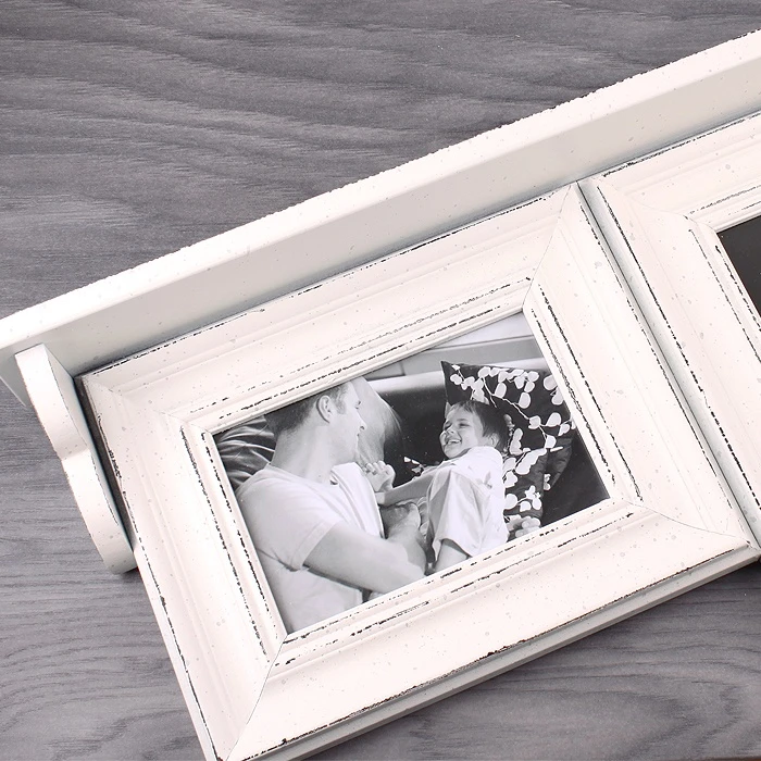 Фоторамка (с полкой) белая ретро для 3 фото 10*15см