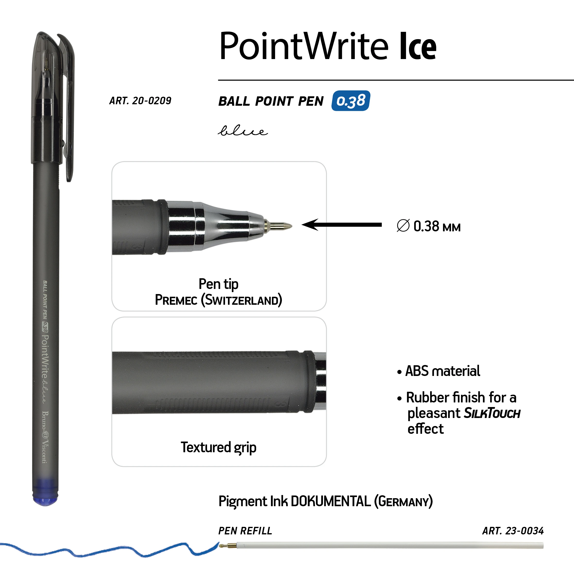 РУЧКА "PointWrite Ice" ШАРИКОВАЯ 0.38 ММ, СИНЯЯ РУЧКА "PointWrite Ice" ШАРИКОВАЯ 0.38 ММ, СИНЯЯ