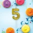 Свеча-цифра для торта "5" золотая с глиттером, 6 см, ЗОЛОТАЯ СКАЗКА,