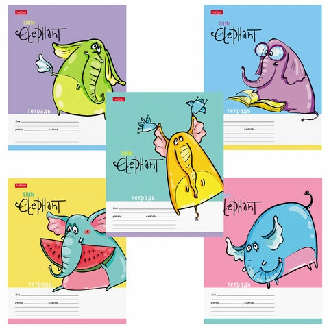 Тетрадь 12 л. HATBER клетка, обложка картон, "Little Elephant" (5 Тетрадь 12 л. HATBER клетка, обложка картон, "Little Elephant" (5