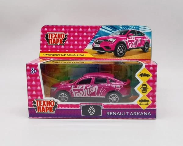 Машина металл RENAULT ARKANA ДЛЯ ДЕВОЧЕК 12 см, двер, багаж, инер, роз,