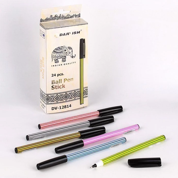 Ручка шариковая синяя "Darvish" Stick корпус в полосочку цвет ассорти Ручка шариковая синяя "Darvish" Stick корпус в полосочку цвет ассорти