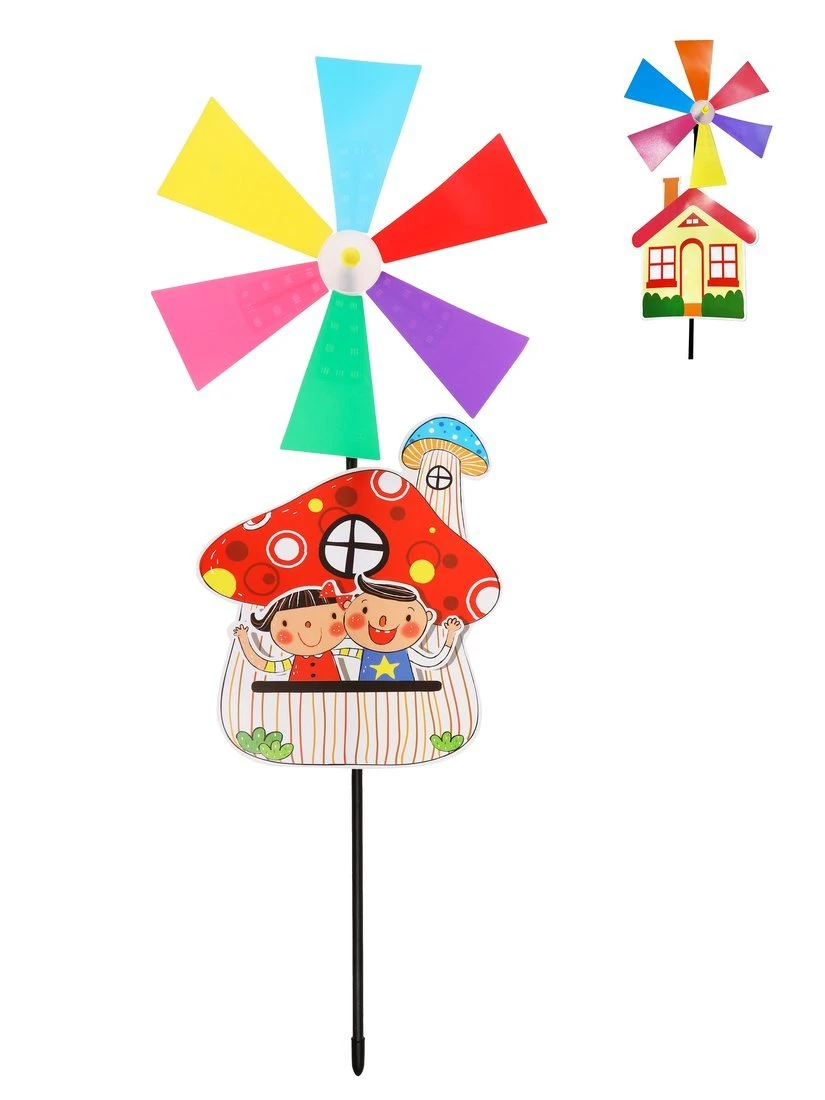 Вертушка Цветик с домиком 25 см. держатель 64 см., в ассортименте Вертушка Цветик с домиком 25 см. держатель 64 см., в ассортименте