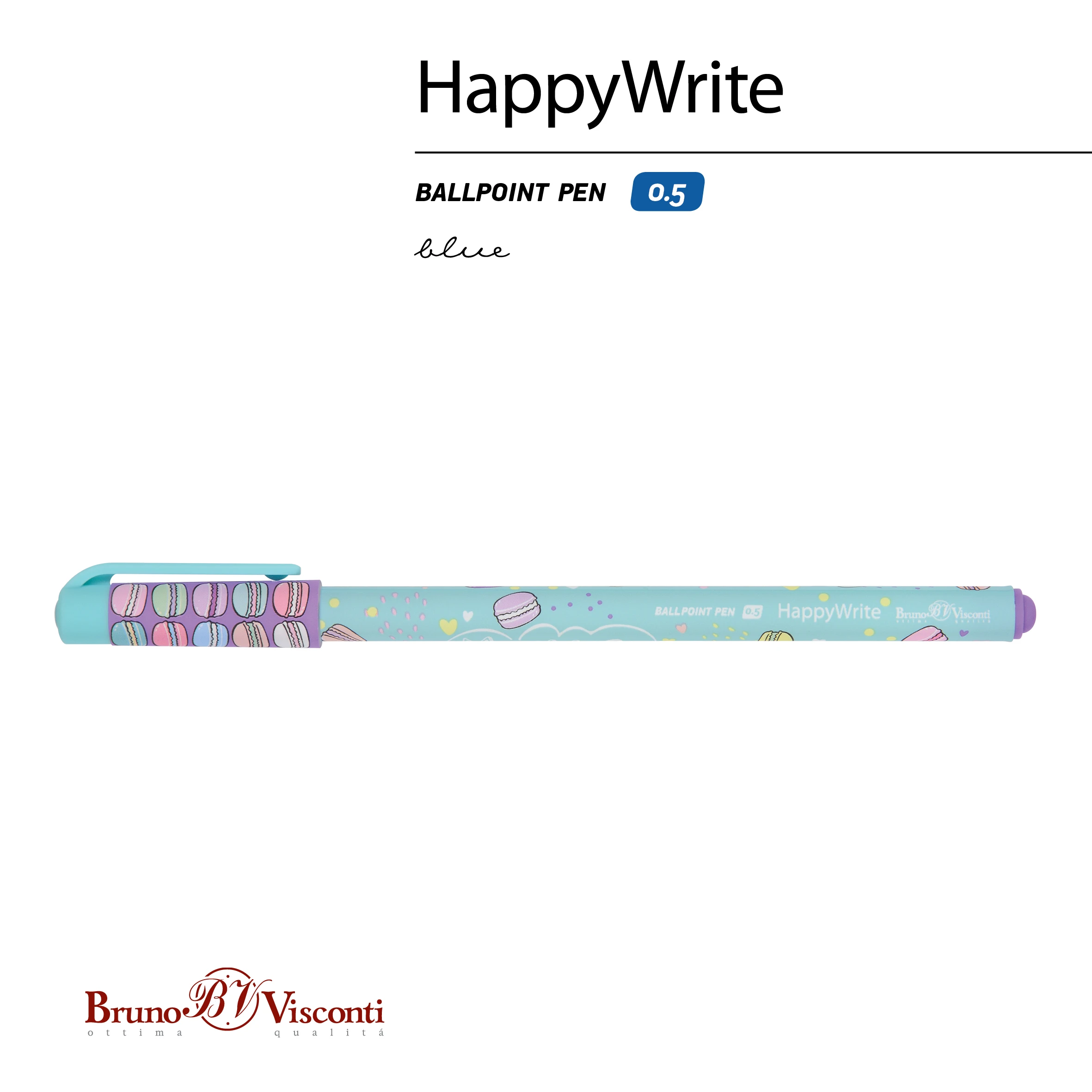 РУЧКА "HappyWrite. My Sweet. Mакаруны" 0.5 ММ, СИНЯЯ РУЧКА "HappyWrite. My Sweet. Mакаруны" 0.5 ММ, СИНЯЯ