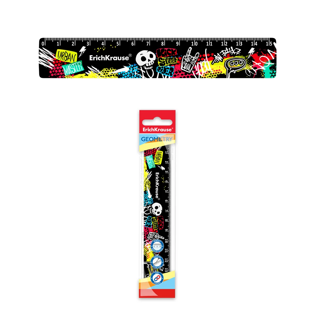 Линейка пластиковая ErichKrause® Scooter Master, 15см, во флоупаке Линейка пластиковая ErichKrause® Scooter Master, 15см, во флоупаке