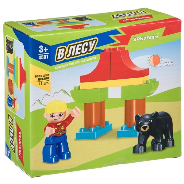 Конструктор Bondibon В ЛЕСУ, большие детали, 11 шт.