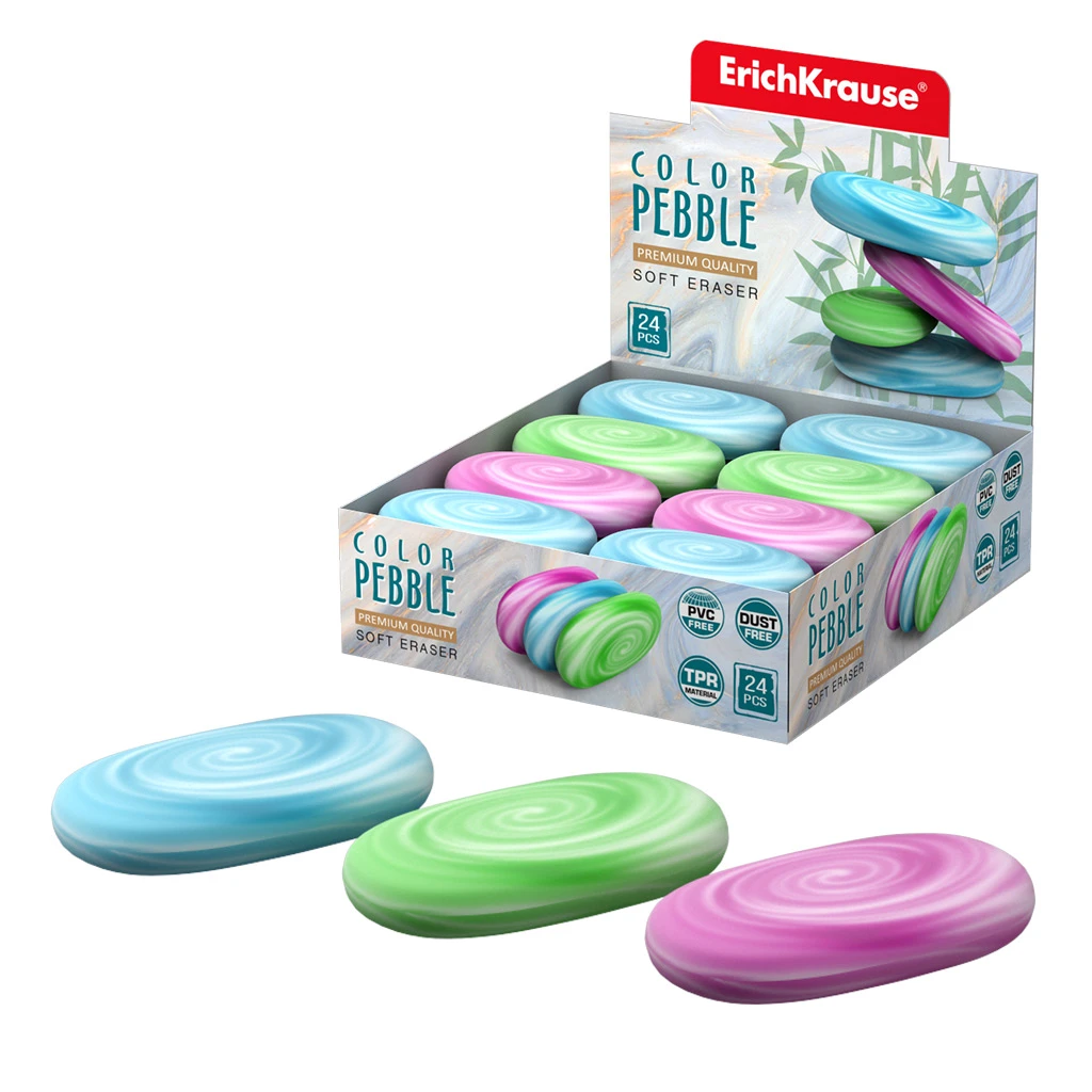 Ластик ErichKrause® Color Pebble (в коробке 24 штуки) Ластик ErichKrause® Color Pebble (в коробке 24 штуки)