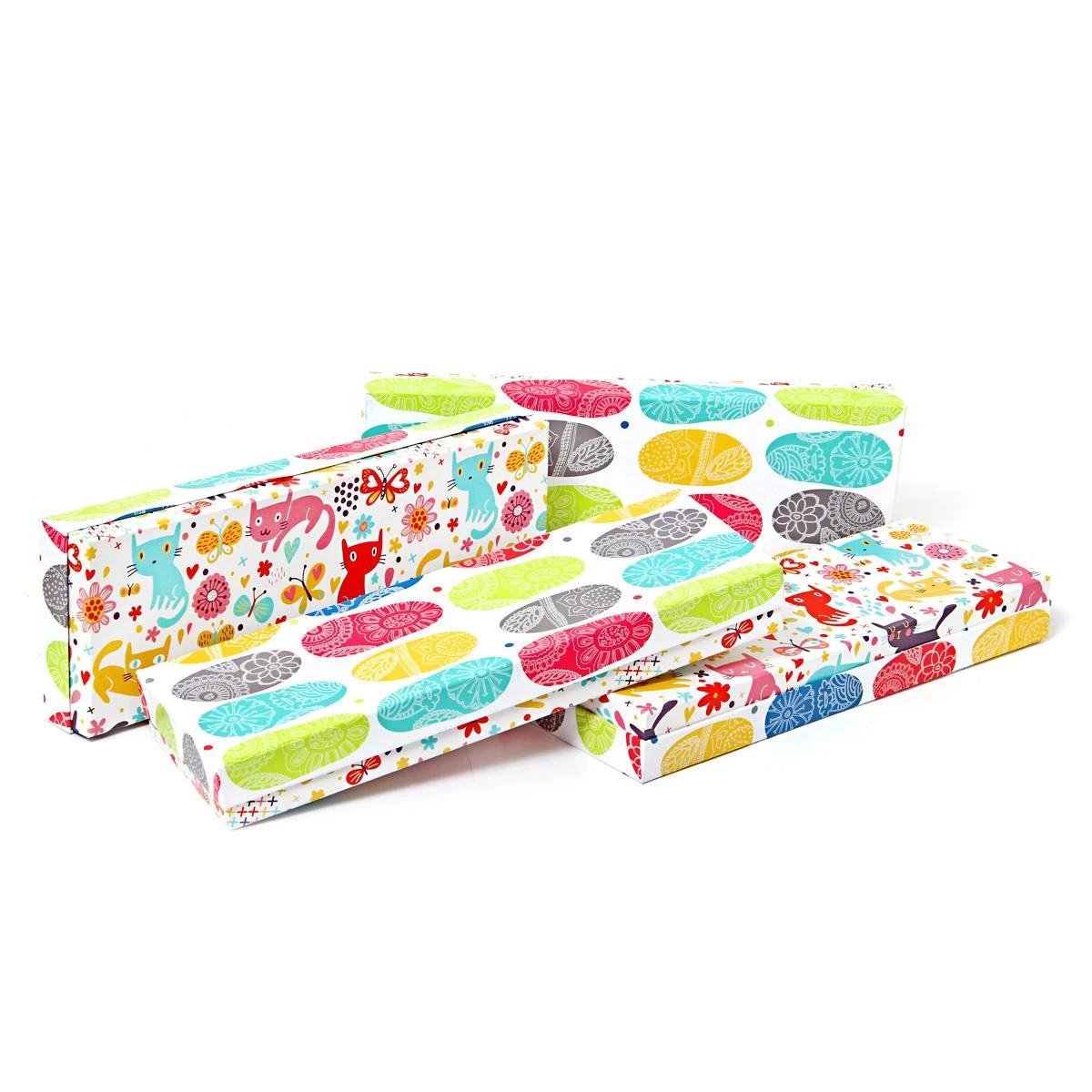 Коробка карт. 16 набор из 4 прямоуг. Котята и абстракция (10х30х4см) 