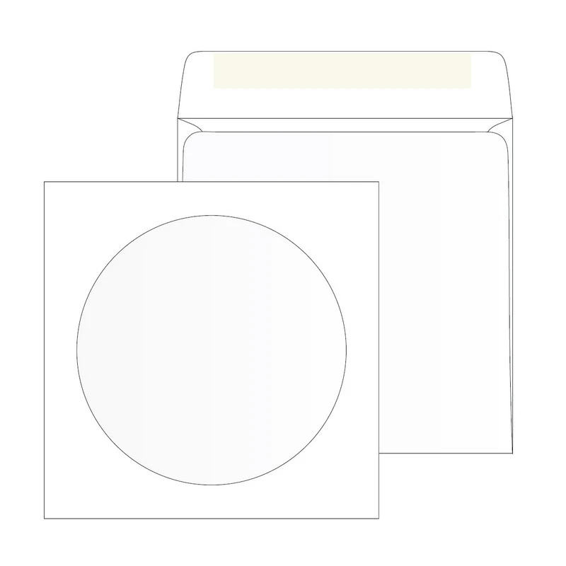 Конверт для CD Packpost 125x125 -мм белый с -клеем круглое окно Конверт для CD Packpost 125x125 -мм белый с -клеем круглое окно
