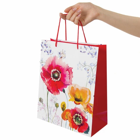 Пакет подарочный 26x12,7x32,4 см, ЗОЛОТАЯ СКАЗКА "Красные и желтые