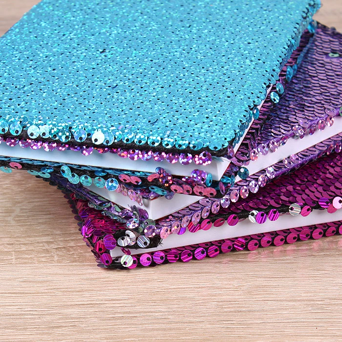 Блокнот 12,5*18см 80л в клетку с реверсивными пайетками голография цвет ассорти