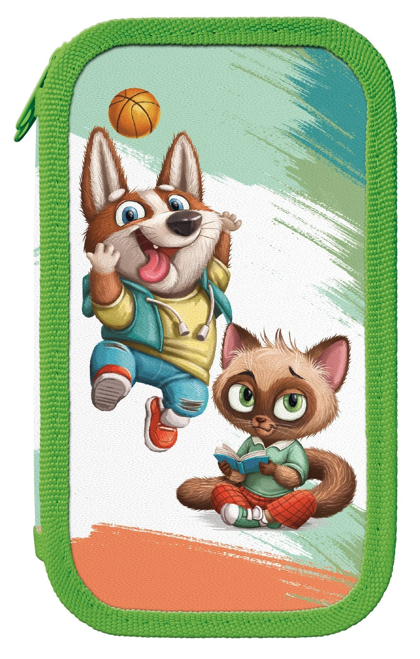 Пенал 2 секц. бол. Schoolformat ВЕСЕЛЫЕ ЗВЕРЯТА 190х105х35 картон, полиэстер