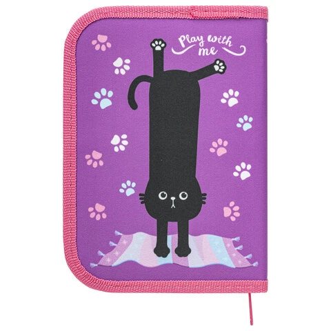 Пенал ПИФАГОР, 1 отделение, полиэстер, 19х13 см, "Black cat", 271010 Пенал ПИФАГОР, 1 отделение, полиэстер, 19х13 см, "Black cat", 271010