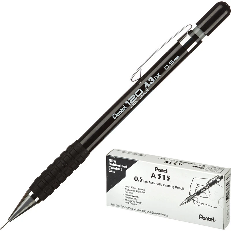Карандаш механический Pentel А315A 0,5мм черный Япония штр. 0072512069677, Карандаш механический Pentel А315A 0,5мм черный Япония штр. 0072512069677,