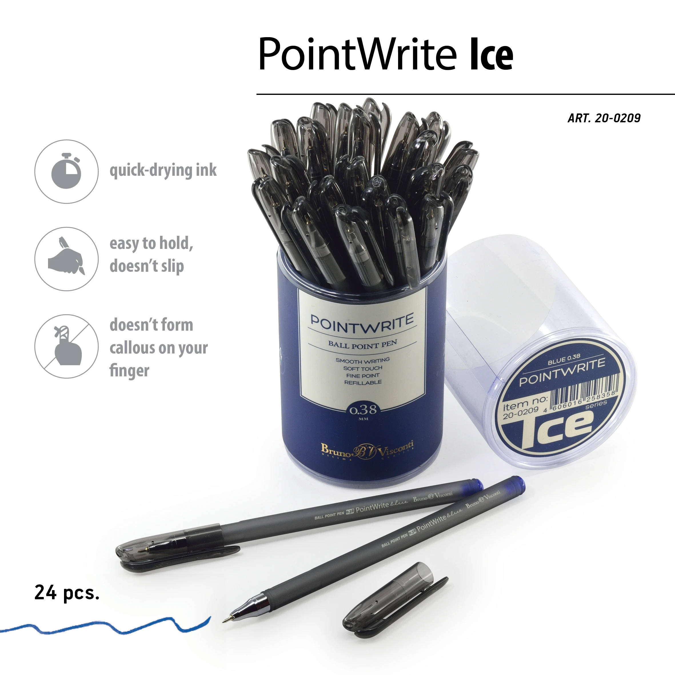 РУЧКА "PointWrite Ice" ШАРИКОВАЯ 0.38 ММ, СИНЯЯ РУЧКА "PointWrite Ice" ШАРИКОВАЯ 0.38 ММ, СИНЯЯ
