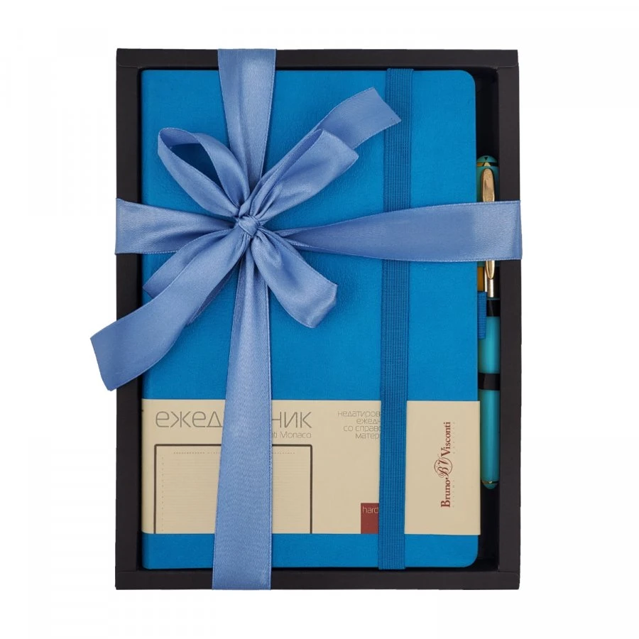 НАБОР ПОДАРОЧНЫЙ А5 "MONACO" (ГОЛУБОЙ ЕЖЕДНЕВНИК И РУЧКА)