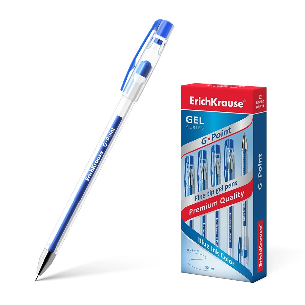 Ручка гелевая ErichKrause® G-Point, цвет чернил синий (в коробке по 12 шт.)