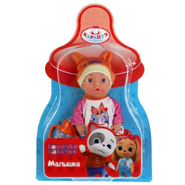 Пупс функциональный КОШЕЧКИ - СОБАЧКИ 15см, пьет, пис, бутылочка, на блистере