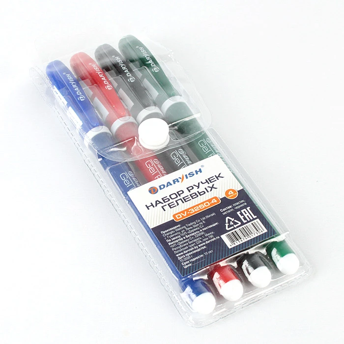 Набор ручек гелевых 4цв. "Darvish" корпус цветной упаковка на кнопке Набор ручек гелевых 4цв. "Darvish" корпус цветной упаковка на кнопке