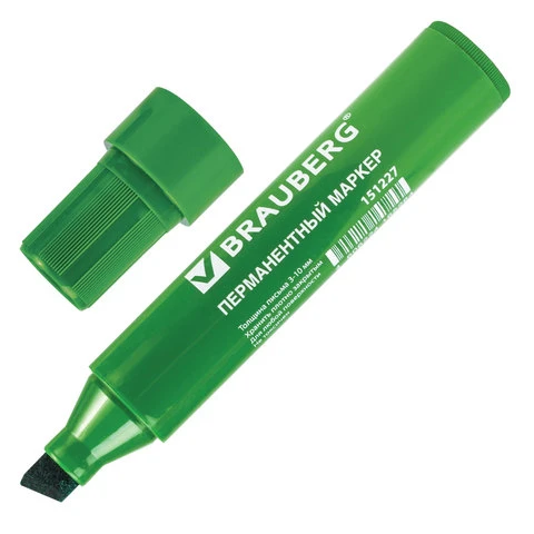 Маркер перманентный BRAUBERG "JUMBO", ЗЕЛЕНЫЙ, ШИРОКАЯ ЛИНИЯ ПИСЬМА,