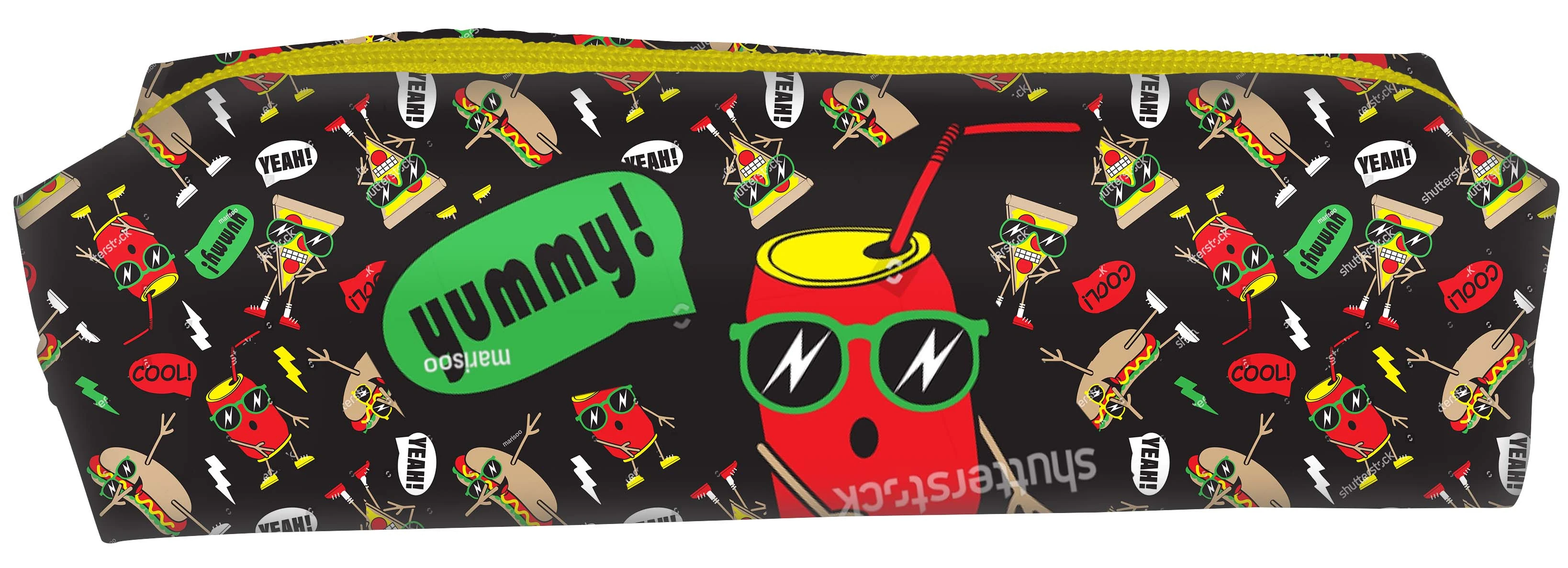 Пенал-тубус 1 секц. прямоуг. Schoolformat ЛЮБЛЮ ФАСТФУД 195х45х45 полиэстер