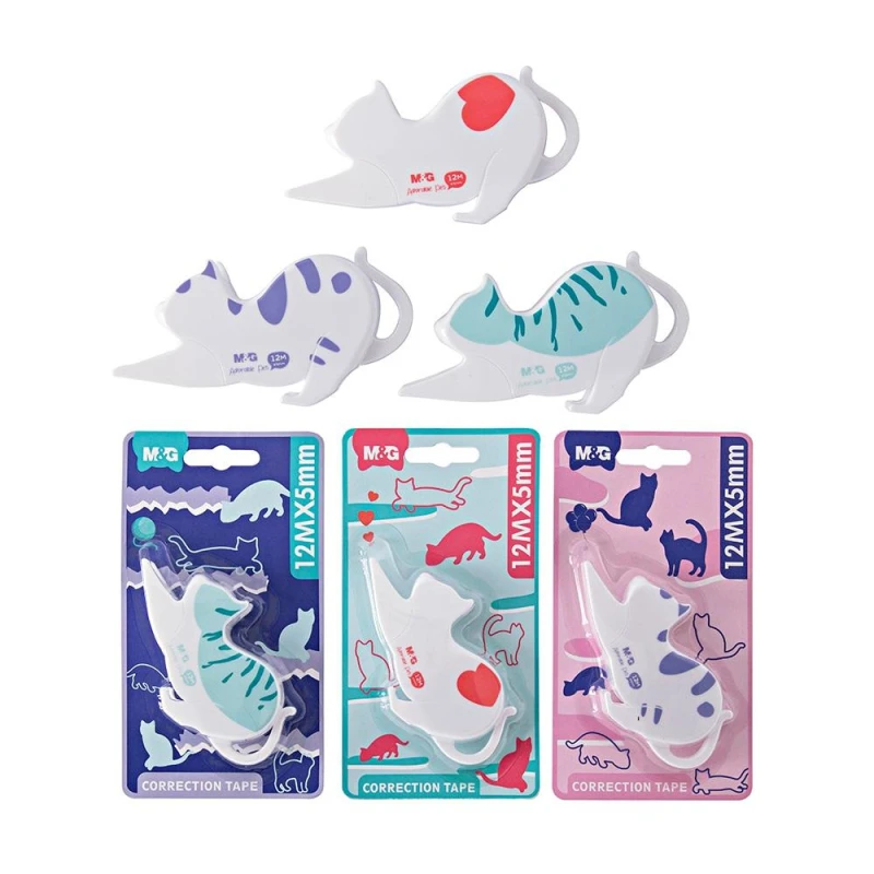 Корректирующая лента M&G Adorable Pet, 5 мм x 12 м, ассорти, блистер