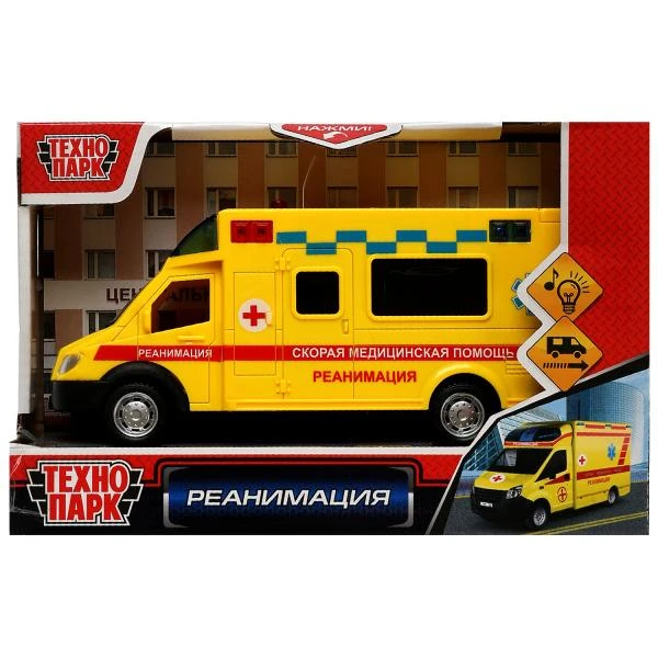 Машина пластик свет-звук РЕАНИМАЦИЯ 18,5 см, инерция, Технопарк