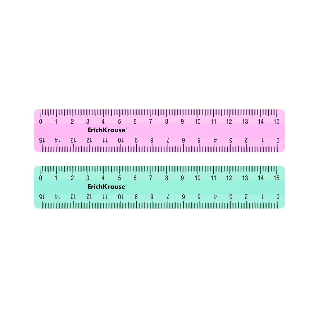 Линейка пластиковая Erich Krause Pastel Mint, 15см, ассорти из 2 цветов, в
