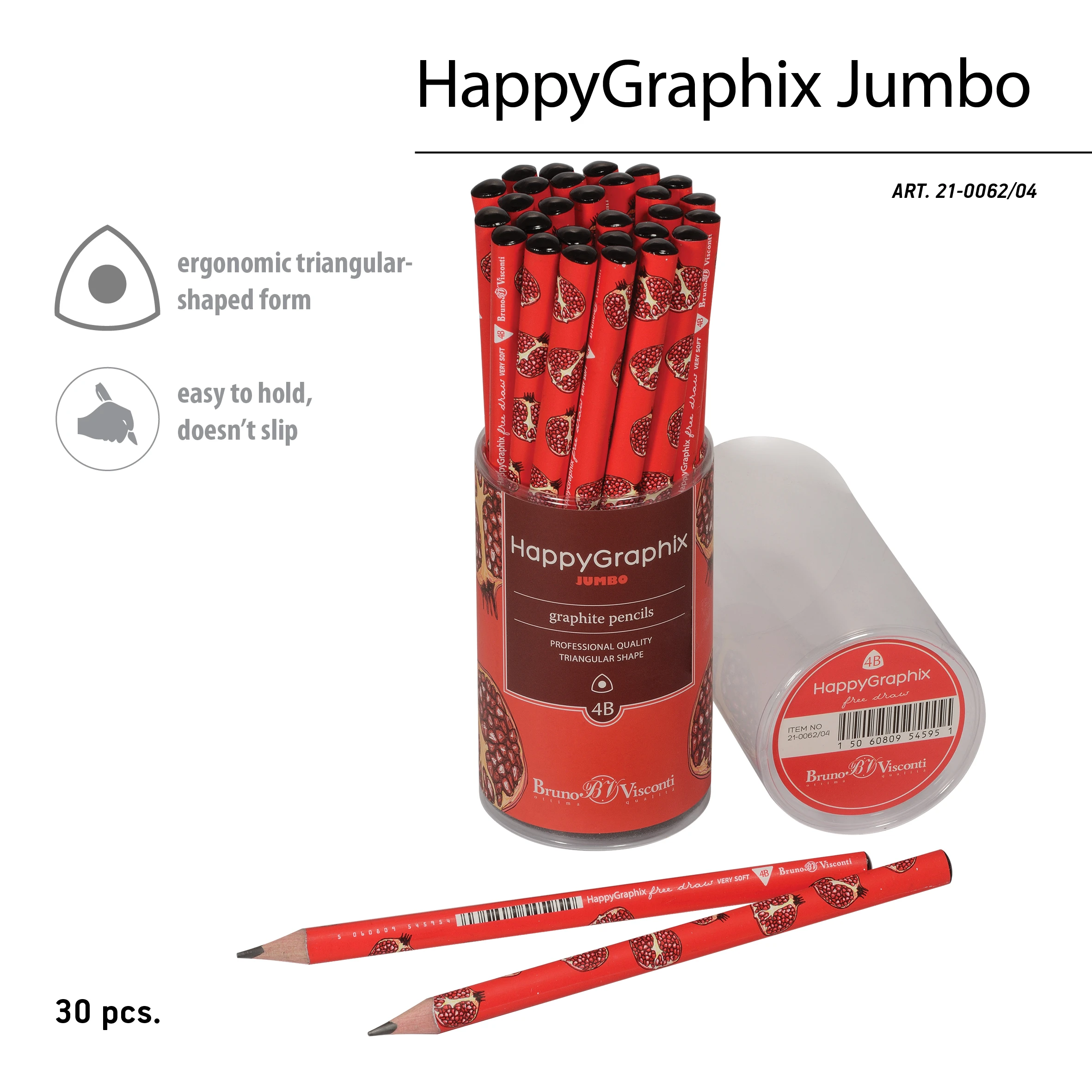 КАРАНДАШ ЧЕРНОГРАФИТОВЫЙ "HappyGraphix Jumbo. Fresh & fruity. КАРАНДАШ ЧЕРНОГРАФИТОВЫЙ "HappyGraphix Jumbo. Fresh & fruity.