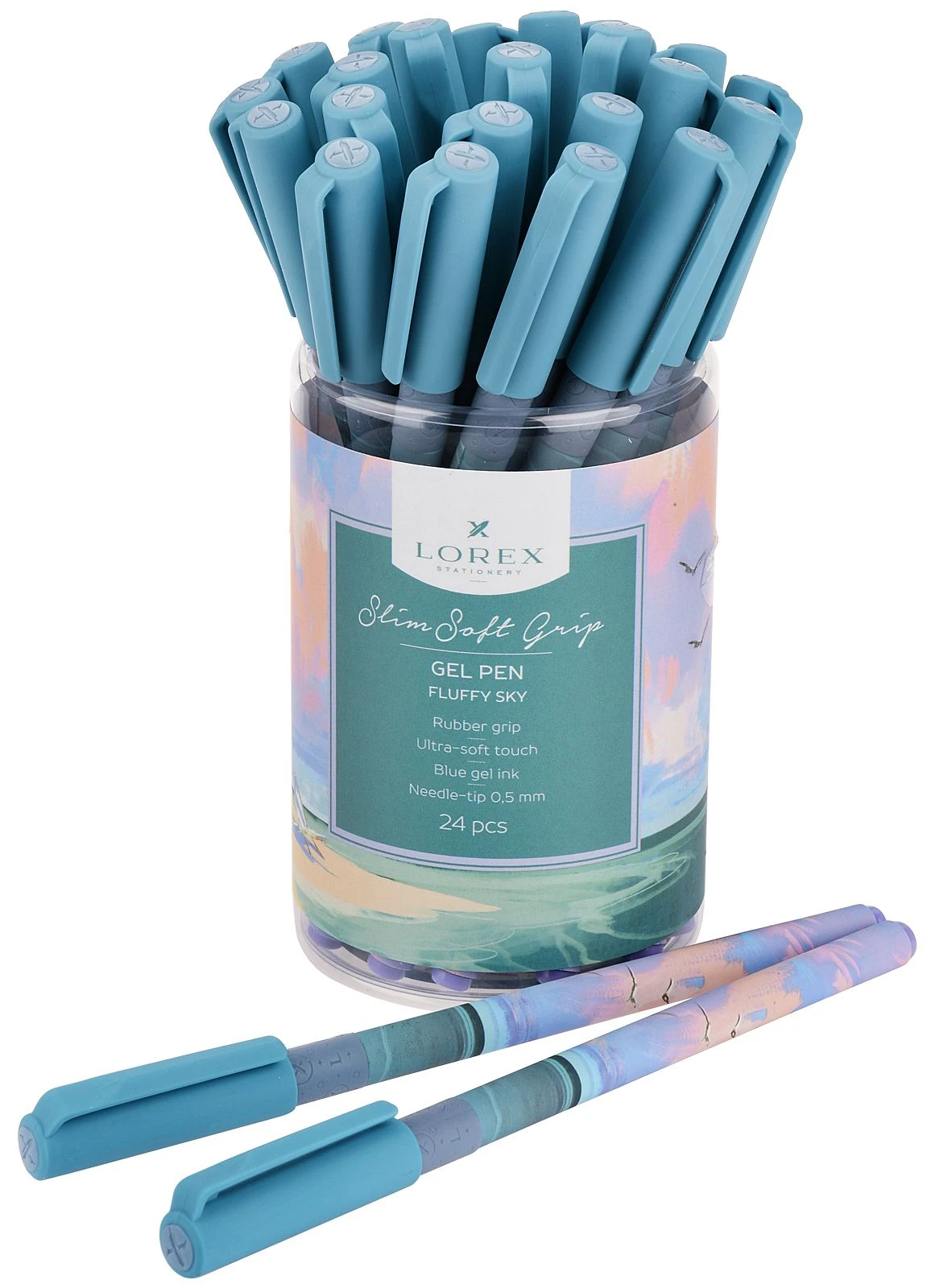 Ручка гелевая LOREX FLUFFY SKY SLIM SOFT GRIP 0,5 мм синий рез. грип