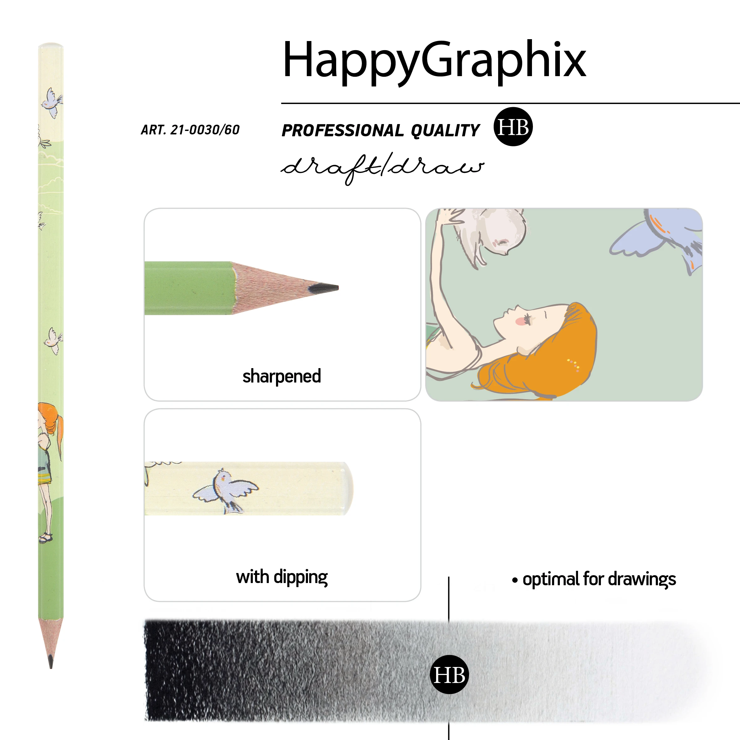 КАРАНДАШ ЧЕРНОГРАФИТОВЫЙ "HappyGraphix. Девочка и кролики" НВ КАРАНДАШ ЧЕРНОГРАФИТОВЫЙ "HappyGraphix. Девочка и кролики" НВ