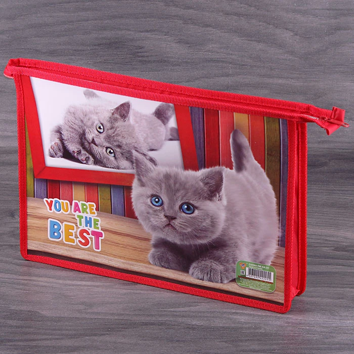 Папка для тетрадей А4 на молнии Чудо котёнок Папка для тетрадей А4 на молнии Чудо котёнок