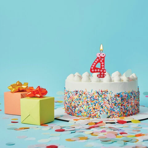 Свеча-цифра для торта "4" "С глазками", 6 см, ЗОЛОТАЯ