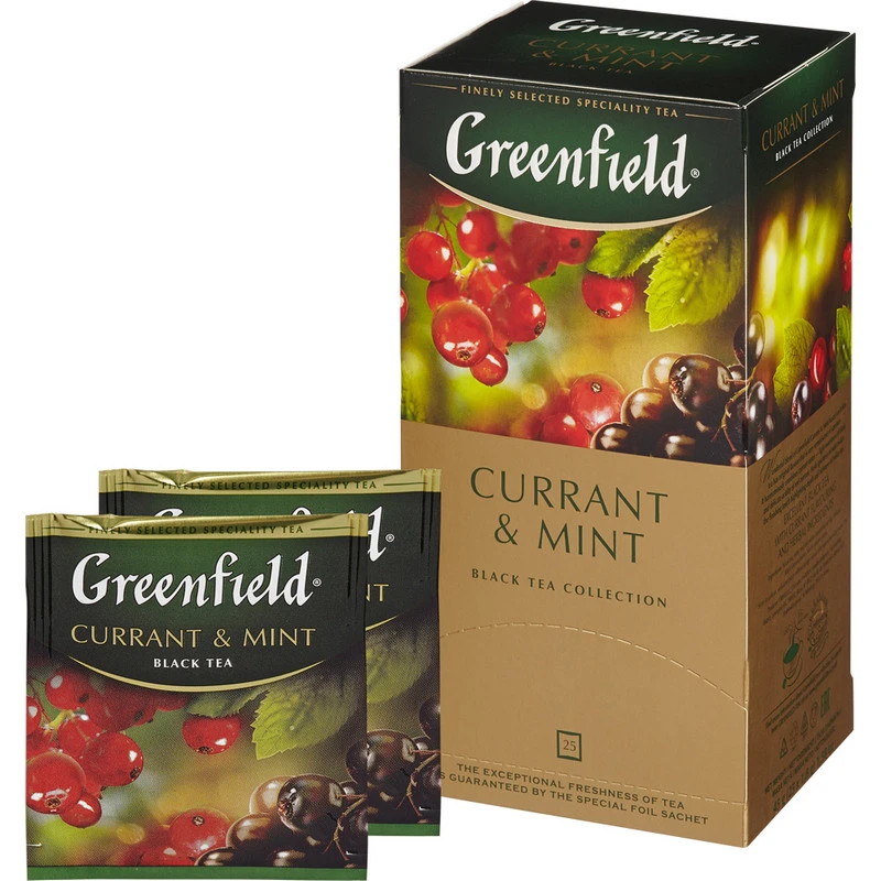 Чай Greenfield Currant and Mint черный фольгир. 25пак/уп 1249-10 Чай Greenfield Currant and Mint черный фольгир. 25пак/уп 1249-10