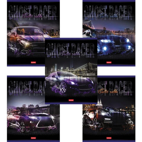 Тетрадь А5 48 л. HATBER скоба, клетка, выборочный лак, "Призрачный Тетрадь А5 48 л. HATBER скоба, клетка, выборочный лак, "Призрачный