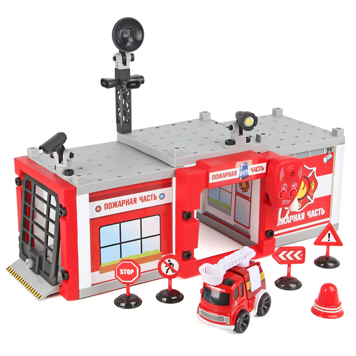 Конструктор "Пожарная часть", 59 деталей, с мет. машинкой и Конструктор "Пожарная часть", 59 деталей, с мет. машинкой и