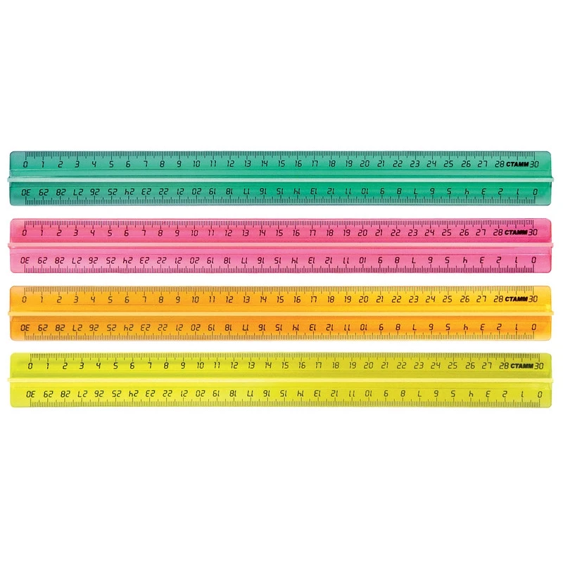Линейка 30см прозр.флуор.с держ.СТАММ ЛН-42 цв.ассорт штр. 4620000630371, Линейка 30см прозр.флуор.с держ.СТАММ ЛН-42 цв.ассорт штр. 4620000630371,