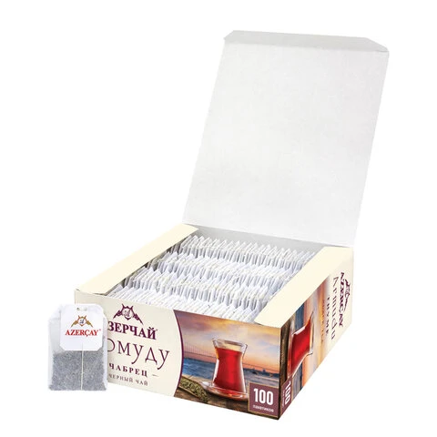 Чай АЗЕРЧАЙ "Армуду" черный с чабрецом, 100 пакетиков с ярлычками по Чай АЗЕРЧАЙ "Армуду" черный с чабрецом, 100 пакетиков с ярлычками по