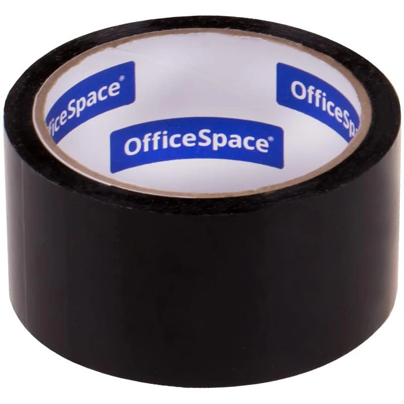 Клейкая лента упаковочная OfficeSpace, 48мм*40м, 45мкм, черная, ШК. КЛ_18878 Клейкая лента упаковочная OfficeSpace, 48мм*40м, 45мкм, черная, ШК. КЛ_18878